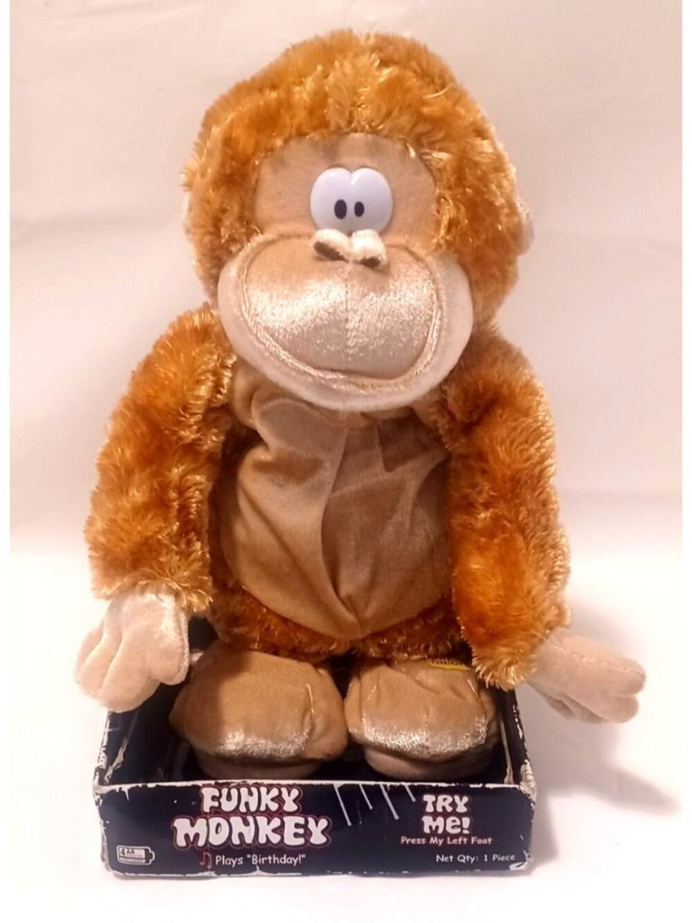 Spencer's Gemmy Funky Monkey Plays Birthday Animated Musical Plush VT 1968 Works